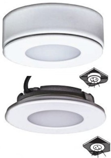 PUNTO LUCE PER MENSOLE, in Alluminio, Incasso e/o Plafone 3.3W 12V 4000°K  foro incasso Ø59mm