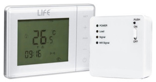 Cronotermostato settimanale a batteria con modulo wireless caldaia e contatto pulito/tensione, Wireless e Smart