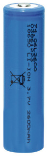 Batteria LITIO ricaricabile mod.18650 3.7V 2600mAh 18,3x65,1