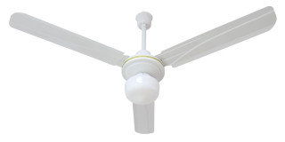 Ventilatore da soffitto Ø 120cm in metallo 3 pale, 5 velocità, luce e comando a muro