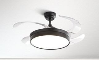 Ventilatore in metallo nero con luce LED 4 pale a scomparsa Ø 106 cm