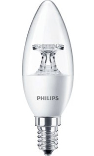 Lampada LED COREPRO oliva/candela trasparente con lente prismatica 5,5W E14 4000°K