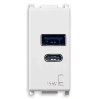 ALIMENTATORE USB A+C 5V 2,4A 1M BIANCO