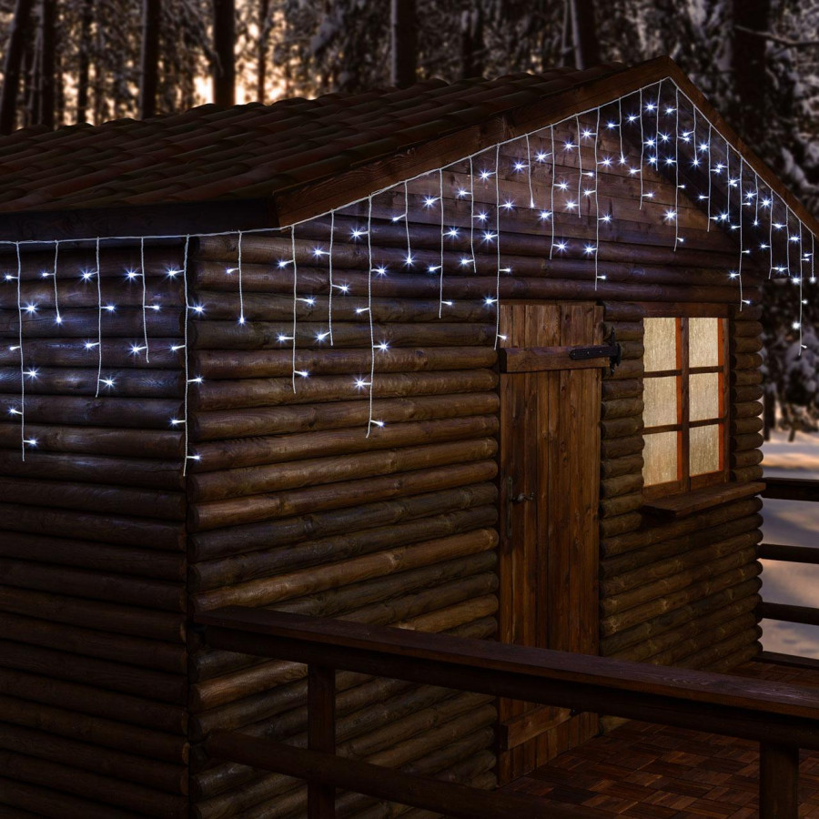 Tenda Ice Light WLED 180 LED Bianco Freddo 7,68mt x h. 60cm con 8 giochi Timer cavo bianco KIN33221