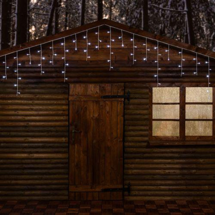 Tenda Ice Light WLED 180 LED Bianco Freddo 7,68mt x h. 60cm con 8 giochi Timer cavo bianco KIN33221